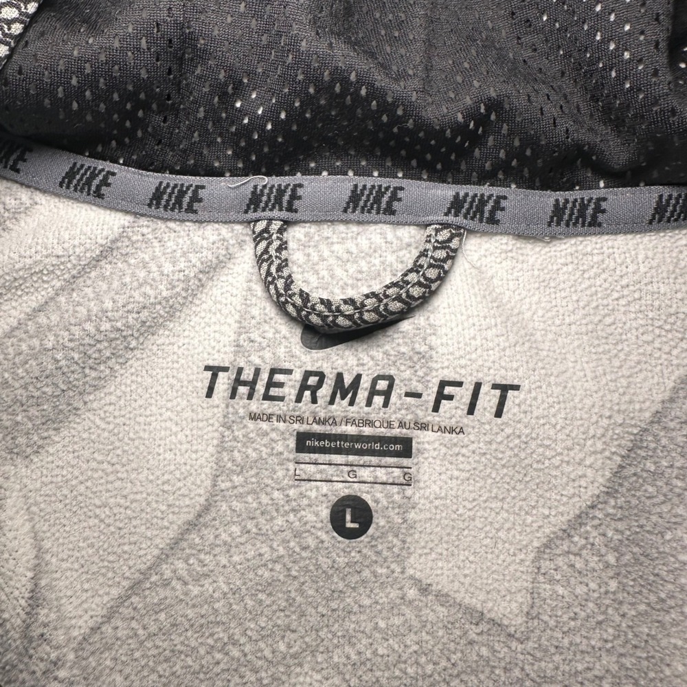 Nike Mens Therma-FIT Full Zip Hoodie Geometric Print Grey Black 575081-063 L - Picture 2 of 7